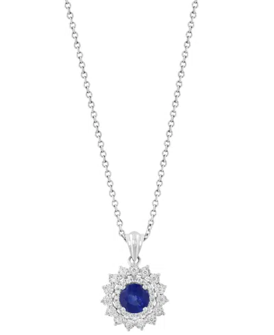 Effy Collection Diamond (1/10 Ct. T.w.) And Sapphire (1/2 Ct. T.w.) Pendant In 14k White Gold