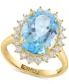 Effy Collection Diamond (1/10 Ct. T.w.) & Sky Blue Topaz (6-1/2 Ct. T.w.) Ring In 14k Yellow Gold In Blue