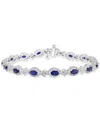 Effy Collection Diamond (1/2 Ct. T.w.) & Blue Sapphire (4-1/4 Ct. T.w.) Bracelet In Sterling Silver In Multi Stone