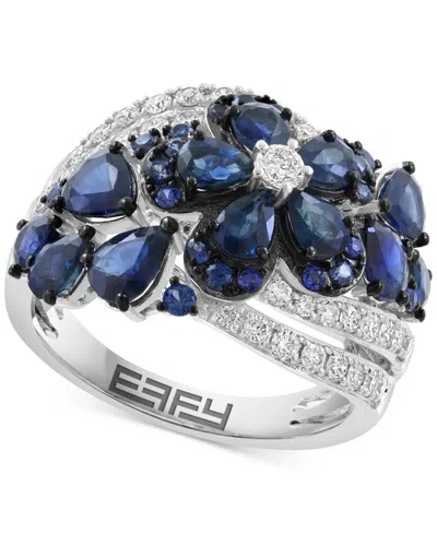 Effy Collection Diamond (1/2 Ct. T.w.) & Sapphire (3-1/6 Ct. T.w.) Ring In 14k White Gold