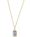 Effy Collection Diamond (1/20 Ct. T.w.) & Aquamarine (7/8 Ct. T.w.) Pendant Necklace In 14k Yellow Gold In Gold