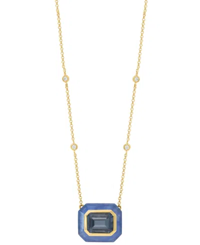 Effy Collection Diamond (1/20 Ct. T.w.) & Multi Blue Topaz (5-7/8 Ct. T.w.) Pendant Necklace In 14k Yellow Gold