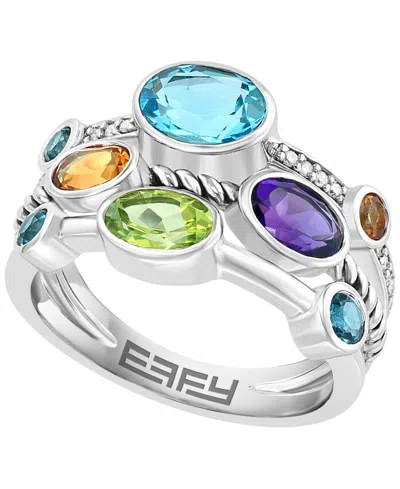 Effy Collection Diamond (1/20 Ct. T.w.) And Multi-gemstone (2-3/8 Ct. T.w.) Ring In Silver