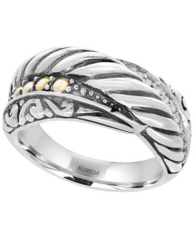 Effy Collection Diamond (1/20 Ct. T.w.) Ring In Sterling Silver With 18k Yellow Gold