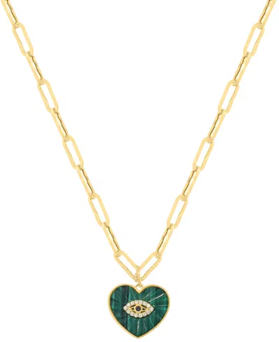 Effy Collection Diamond (1/20 Ct. T.w.), Sapphire & Malachite Pendant Necklace In 14k Yellow Gold