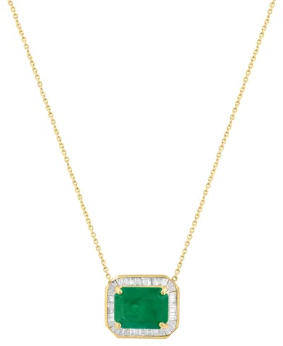 Effy Collection Diamond (1/3 Ct. T.w.) And Emerald (2-7/8 Ct. T.w.) Necklace In 14k Yellow Gold, 18"