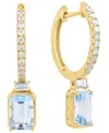 Effy Collection Diamond (1/4 Ct. T.w.) & Aquamarine (7/8 Ct. T.w.) Drop Earrings In 14k Yellow Gold In Gold