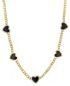 Effy Collection Diamond (1/4 Ct. T.w.) & Onyx (4-3/8 Ct. T.w.) Chain 16-1/2" Necklace In 14k Gold Over Silver In Black