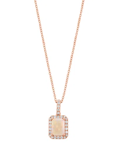 Effy Collection Diamond (1/4 Ct. T.w.) And Opal (7/8 Ct. T.w.) Pendant In 14k Rose Gold