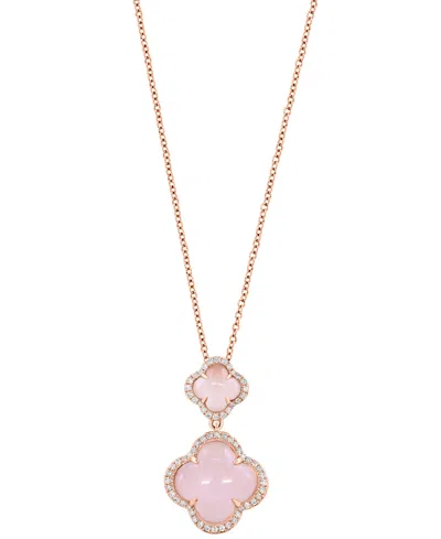 Effy Collection Diamond (1/4 Ct. T.w.) & Pink Quartz (3-5/8 Ct. T.w.) Pendant Necklace In 14k Rose Gold