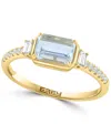 Effy Collection Diamond (1/5 Ct. T.w.) & Aquamarine (7/8 Ct. T.w.) Ring In 14k Yellow Gold In Gold