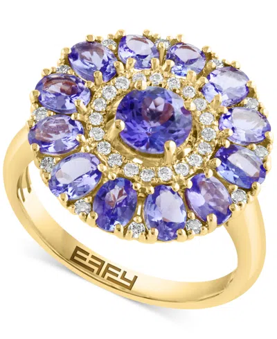 Effy Collection Diamond (1/5 Ct. T.w.) & Tanzanite (2-1/6 Ct. T.w.) Ring In 14k Yellow Gold