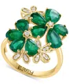 Effy Collection Diamond (1/6 Ct. T.w.) & Emerald (3-3/4 Ct. T.w.) Ring In 14k Yellow Gold In Emerald