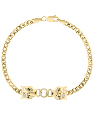 Effy Collection Diamond (1/6 Ct. T.w.) And Tsavorite Accent (1/20 Ct. T.w.) Bracelet In 14k Yellow Gold