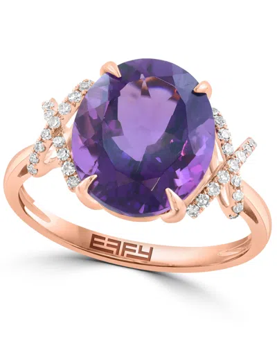 Effy Collection Diamond (1/8 Ct. T.w.) & Amethyst (4-5/8 Ct. T.w.) Ring In 14k Rose Gold