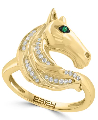 Effy Collection Diamond (1/8 Ct. T.w.) And Tsavorite Accent In 14k Yellow Gold