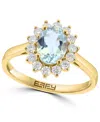 Effy Collection Diamond (3/8 Ct. T.w.) & Aquamarine (1 Ct. T.w.) Ring In 14k Gold In Gold