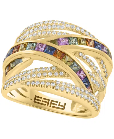Effy Collection Diamond (3/8 Ct. T.w.) And Multi-gemstones (1-3/4 Ct. T.w.) Ring In 14k Yellow Gold (also In Rose Go