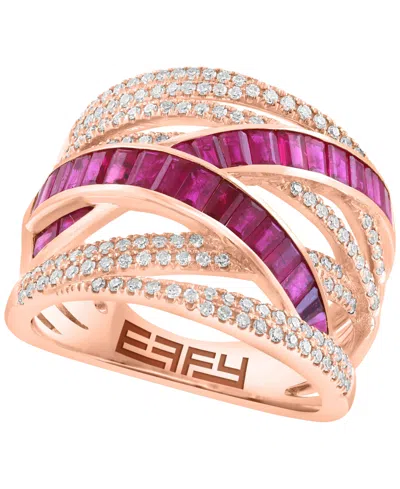 Effy Collection Diamond (3/8 Ct. T.w.) And Multi-gemstones (1-3/4 Ct. T.w.) Ring In 14k Yellow Gold (also In Rose Go In Red