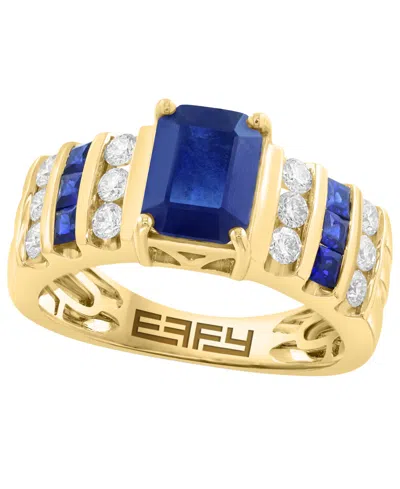 Effy Collection Diamond (3/8 Ct. T.w.) And Sapphire (2 Ct. T.w.) Ring In 14k Yellow Gold In Multi