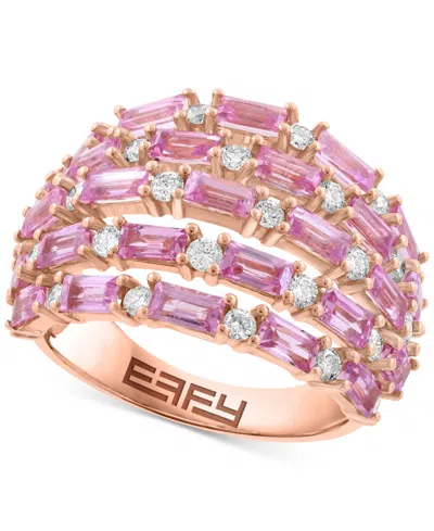 Effy Collection Diamond (5/8 Ct. T.w.) & Blue Sapphire (3 Ct. T.w.) Ring In 14k White Gold (available In Pink Sapphi