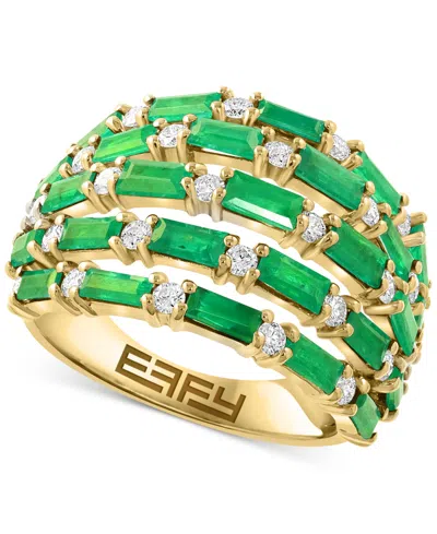 Effy Collection Diamond (5/8 Ct. T.w.) & Blue Sapphire (3 Ct. T.w.) Ring In 14k White Gold (available In Pink Sapphi In Green