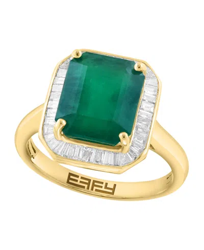 Effy Collection Diamond (5/8 Ct. T.w.) And Emerald (4-1/4 Ct. T.w.) Ring In 14k White Gold