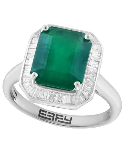Effy Collection Diamond (5/8 Ct. T.w.) And Emerald (4-1/4 Ct. T.w.) Ring In 14k White Gold