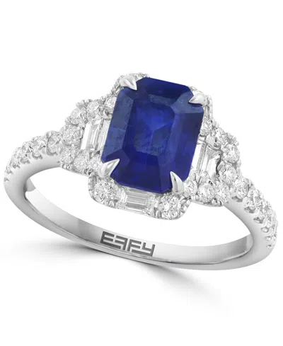 Effy Collection Diamond (5/8 Ct. T.w.) & Sapphire (1-1/2 Ct. T.w.) Ring In 14k White Gold In Metallic