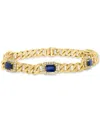 Effy Collection Diamond (5/8 Ct. T.w.) & Sapphire (3-1/3 Ct. T.w.) Bracelet In 14k Gold Over Silver In Blue