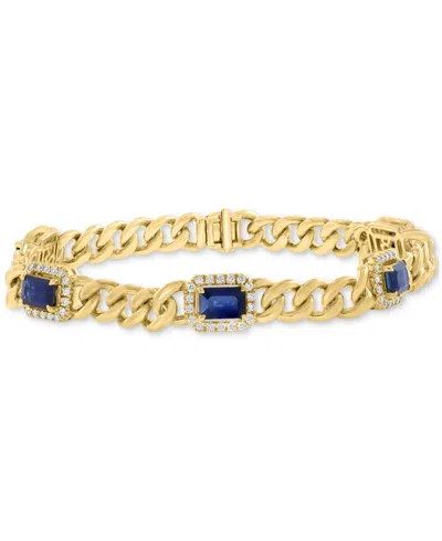 Effy Collection Diamond (5/8 Ct. T.w.) & Sapphire (3-1/3 Ct. T.w.) Bracelet In 14k Gold Over Silver In Blue
