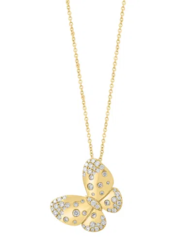 Effy Collection Diamond (5/8 Ct. T.w.) Butterfly Pendant Necklace In 14k Yellow Gold