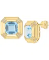 Effy Collection Diamond (7/8 Ct. T.w.) & Sky Blue Topaz (11-1/2 Ct. T.w.) Stud Earrings In 14k Gold Over Silver In Blue
