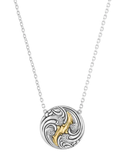 Effy Collection Diamond Accent Necklace In Sterling Silver And 14k Yellow Gold