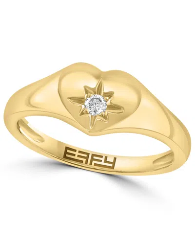 Effy Collection Diamond Accent Pinky Ring In 14k Yellow Gold 0.03 Ct Tw