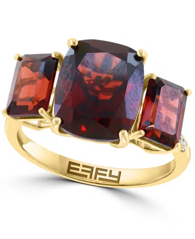 Effy Collection Diamond And Garnet Cocktail Ring (1/10 Ct. T.w. Diamond And 5-3/8 Ct. T.w. Garnet) In 14k Yellow Gol In Multi