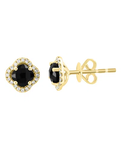 Effy Collection Diamond And Onyx Stud Earrings (1/10 Ct. T.w.) In 14k Yellow Gold