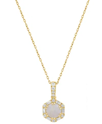 Effy Collection Diamond And Opal Pendant (1/4 Ct. T.w. And 5/8 Ct. T.w.) In 14k Yellow Gold