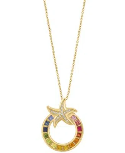 Effy Collection Diamond Multi Gemstones Pendant Necklace Ring In 14k Yellow Gold