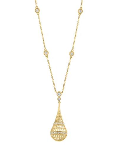 Effy Collection Diamond Openwork Teardrop Pendant 18" Necklace (1/2 Ct. T.w.) In 14k Gold
