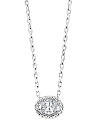 Effy Collection Diamond Oval Pendant Necklace (1/3 Ct. T.w.) In 14k White Gold In Silver