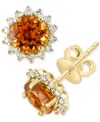 Effy Collection Effy Amethyst (1-5/8 Ct. T.w.) & Diamond (1/5 Ct. T.w.) Halo Stud Earrings In 14k Rose Gold (also In In Citrine
