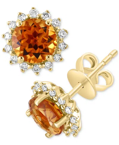 Effy Collection Effy Amethyst (1-5/8 Ct. T.w.) & Diamond (1/5 Ct. T.w.) Halo Stud Earrings In 14k Rose Gold (also In In Citrine
