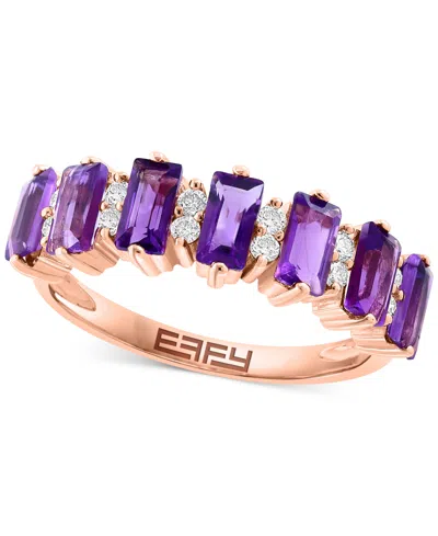 Effy Collection Effy Amethyst (1-5/8 Ct. T.w.) & Diamond (1/6 Ct. T.w.) Statement Ring In 14k Rose Gold (also In Lon