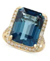 Effy Collection Effy Amethyst (10-3/4 Ct. T.w.) & Diamond (3/8 Ct. T.w.) Halo Ring In 14k Gold (also Available In Ci