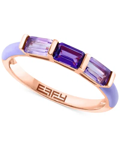 Effy Collection Effy Amethyst (1/5 Ct. T.w.) & Pink Amethyst (5/8 Ct. T.w.) Emerald-cut Enamel Ring In 14k Rose Gold In 14k Yellow