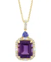 Effy Collection Effy Amethyst (4 Ct. T.w.), Tanzanite (1/2 Ct. T.w.), & Diamond (1/3 Ct. T.w.) In 14k Gold, 17" + 1" In Multi Stone