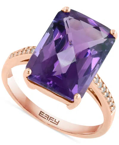 Effy Collection Effy Amethyst (6-3/4 Ct. T.w.) & White Sapphire (1/10 Ct. T.w.) Statement Ring In 14k Rose Gold-plat In 14k Yellow