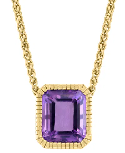 Effy Collection Effy Amethyst Emerald-cut Pendant Necklace (5-3/8 Ct. T.w.) In 14k Gold-plated Sterling Silver, 17"