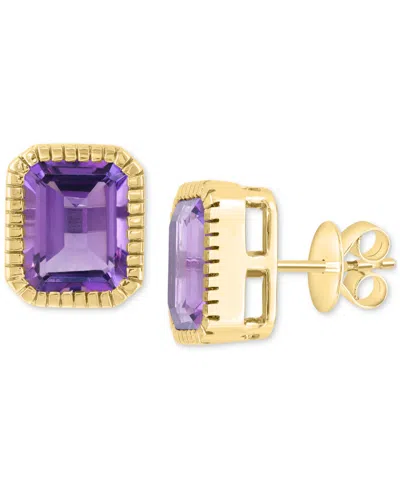 Effy Collection Effy Amethyst Emerald-cut Stud Earrings (5-5/8 Ct. T.w.) In 14k Gold-plated Sterling Silver